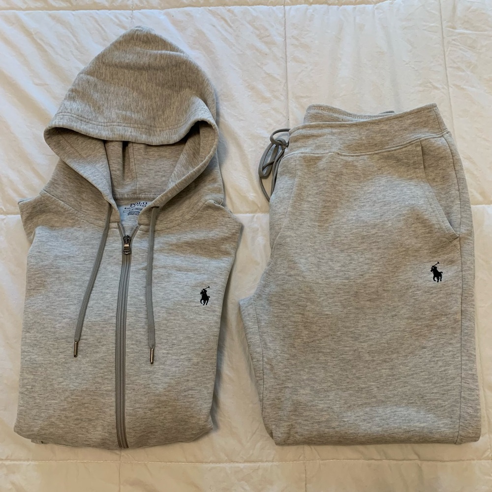 POLO RALPH LAUREN DOUBLE KNIT FULL ZIP HOODIE & JOGGER PANTS SET